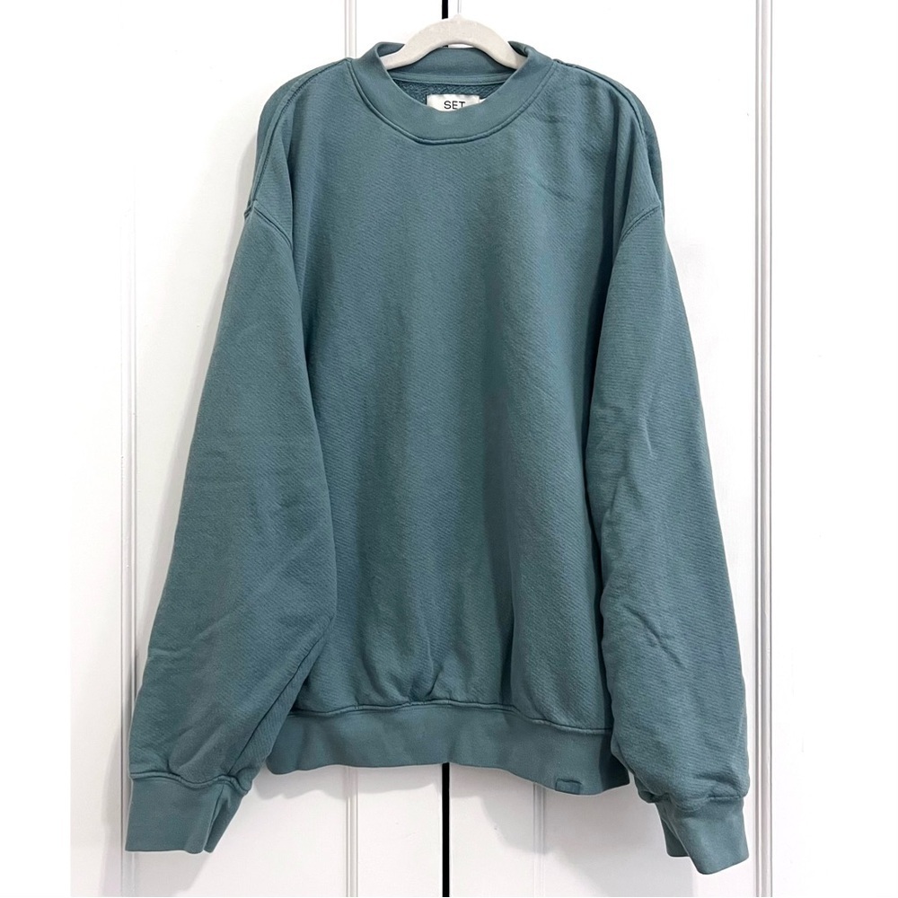 Set Active Lightweight Classic Crewneck Sweatshirt in Wave Teal Green - Size XS - Picture 2 of 5
